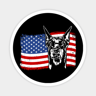 Proud Doberman Pinscher American Flag patriotic dog Magnet